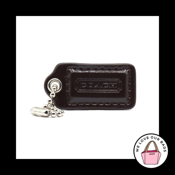1.5" COACH Espresso Brown Patent Leather Nickel Fob Bag Charm Keychain Hang Tag - Picture 1 of 1